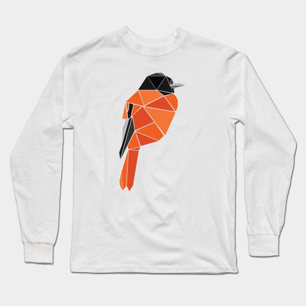 Geometric Oriole Bird Long Sleeve T-Shirt by CanossaGraphics